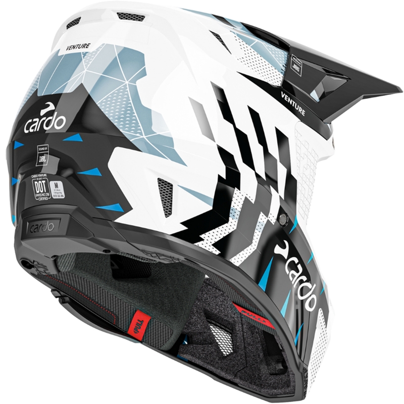 Casco de motocross con intercomunicador Cardo Venture negro-blanco-gris
