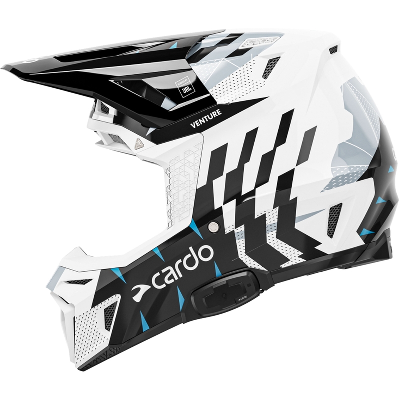 Casco de motocross con intercomunicador Cardo Venture negro-blanco-gris