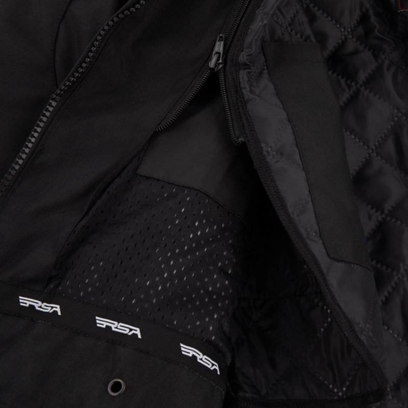 Chaqueta de moto RSA Wasp para mujer, color blanco, negro y rosa.