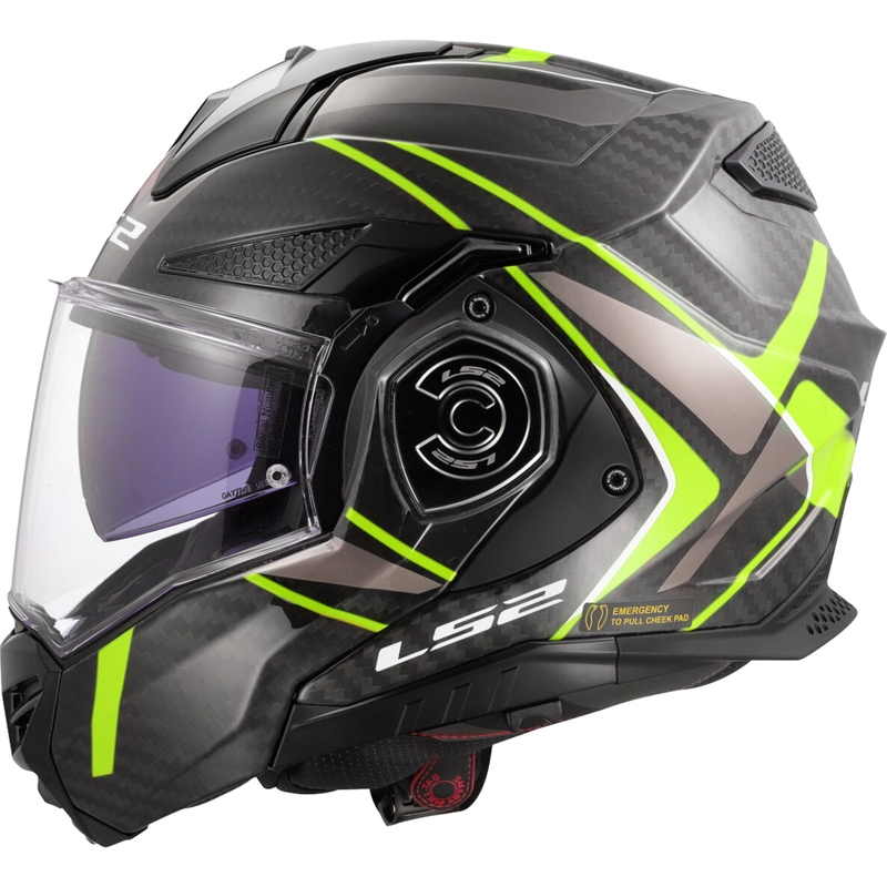 Casco de moto abatible LS2 FF901 Advant XC Future II negro-amarillo flúor