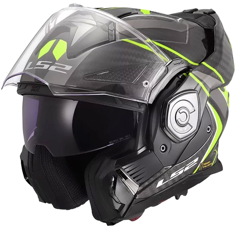 Casco de moto abatible LS2 FF901 Advant XC Future II negro-amarillo flúor