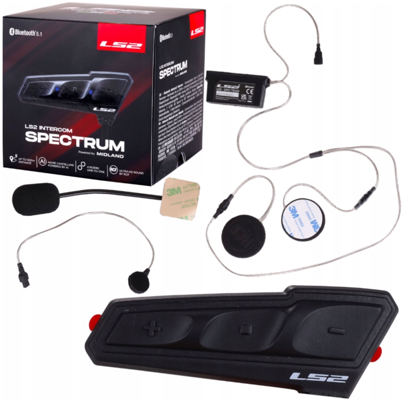 Intercomunicador Bluetooth para motocicleta LS2 Spectrum negro
