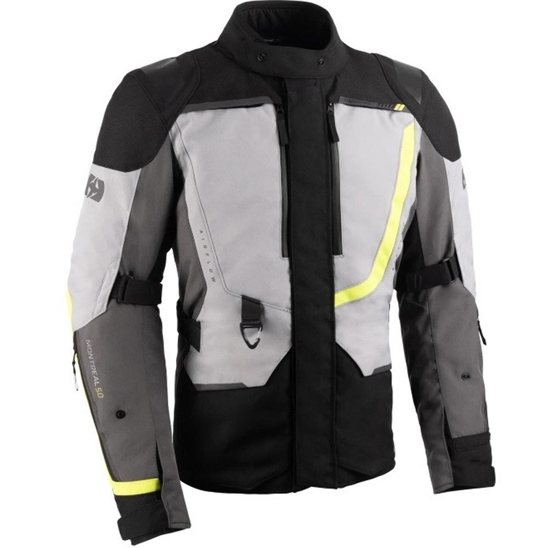 Chaqueta de moto Oxford Montreal 5.0 gris-negro-amarillo
