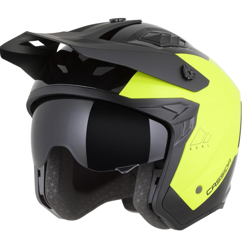 Casco modular de motocicleta Cassida Cross Country Dual amarillo flúor-negro