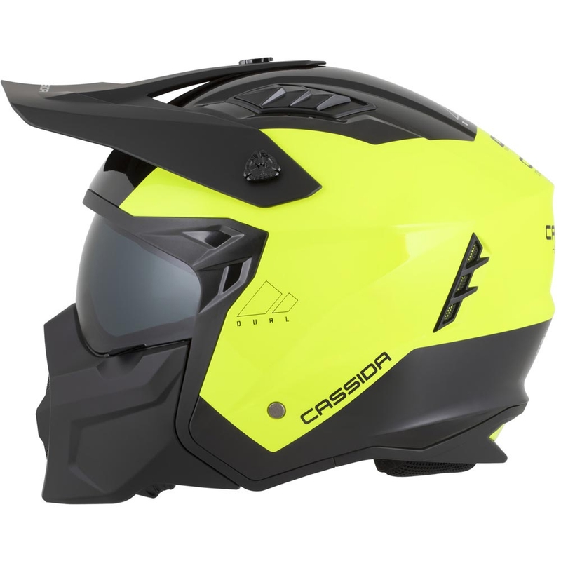 Casco modular de motocicleta Cassida Cross Country Dual amarillo flúor-negro