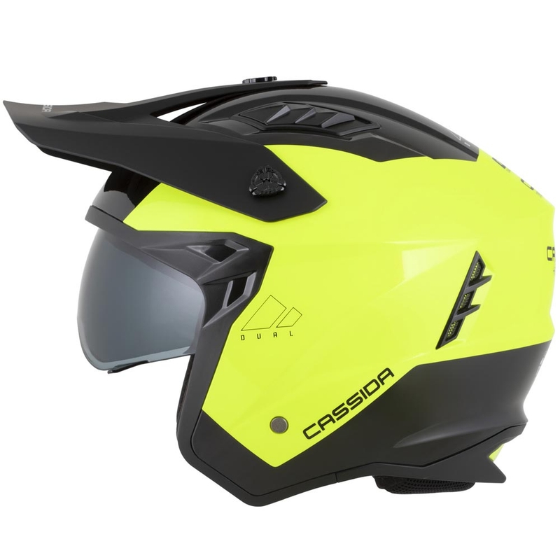 Casco modular de motocicleta Cassida Cross Country Dual amarillo flúor-negro