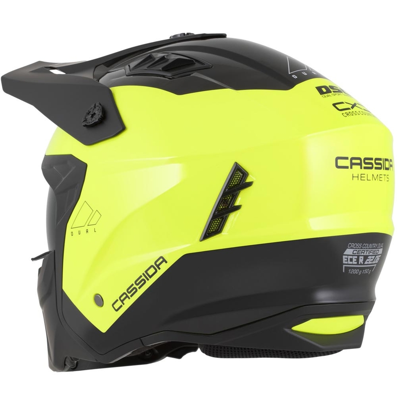 Casco modular de motocicleta Cassida Cross Country Dual amarillo flúor-negro