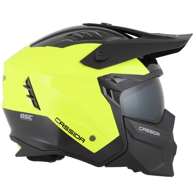 Casco modular de motocicleta Cassida Cross Country Dual amarillo flúor-negro