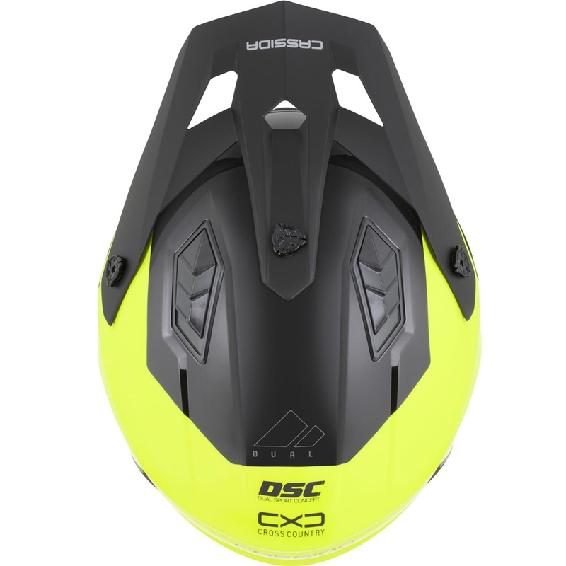 Casco modular de motocicleta Cassida Cross Country Dual amarillo flúor-negro