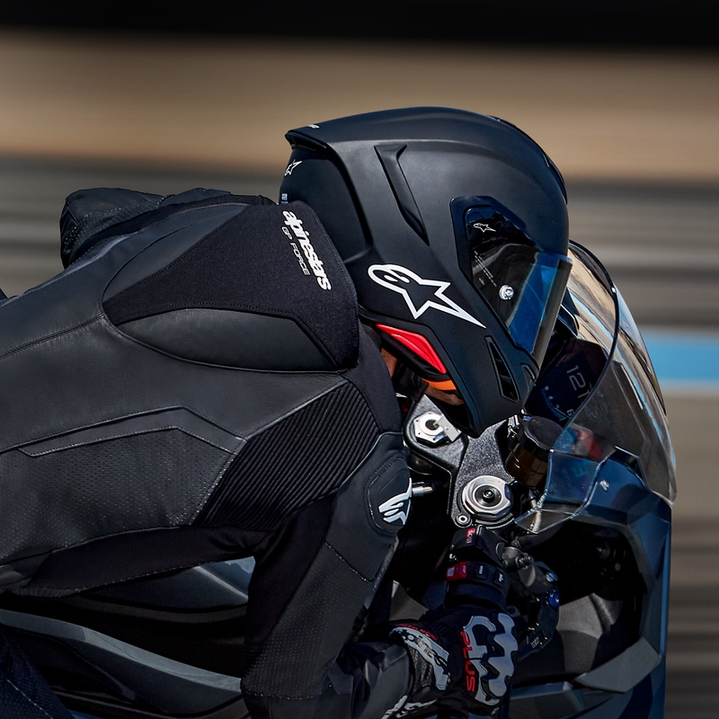 Casco integral de moto Alpinestars S-R7 Solid, color negro mate.