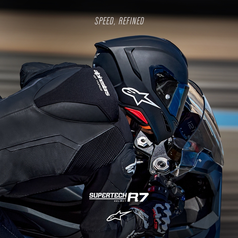 Casco integral de moto Alpinestars S-R7 Solid, color negro mate.