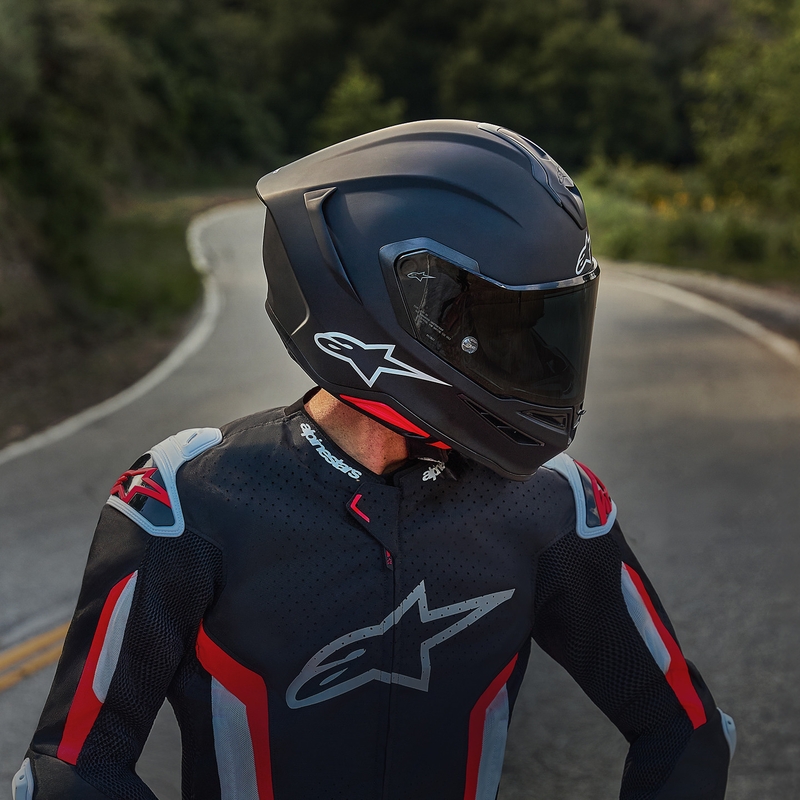Casco integral de moto Alpinestars S-R7 Solid, color negro mate.