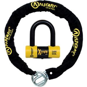 Candado de disco AUVRAY X-Lock con cadena de 120 cm, negro-amarillo