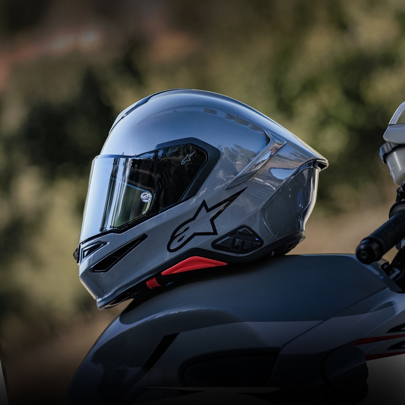 Casco integral de moto Alpinestars S-R7 Solid, color gris.