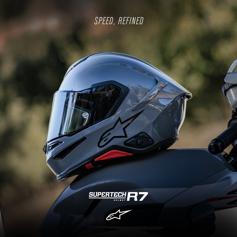 Casco integral de moto Alpinestars S-R7 Solid, color gris.