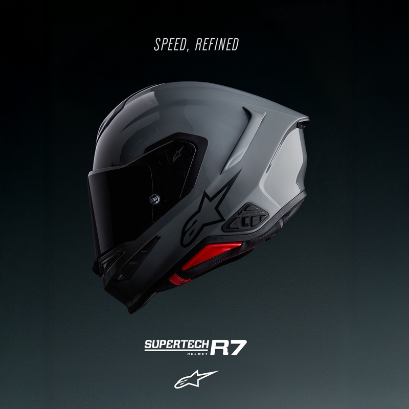 Casco integral de moto Alpinestars S-R7 Solid, color gris.
