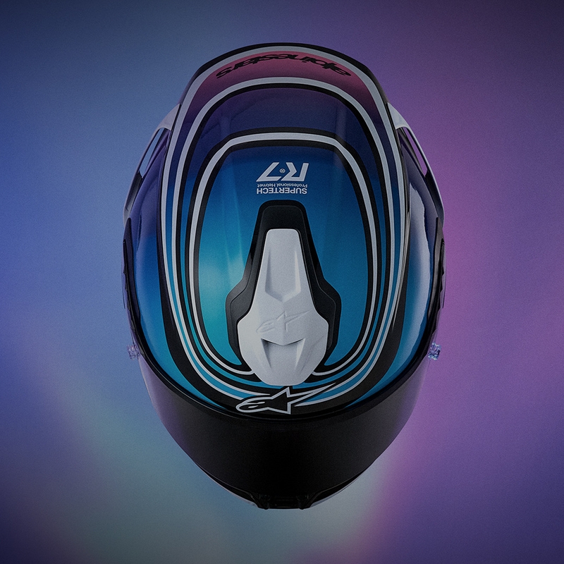 Casco integral de moto Alpinestars S-R7 Zeal negro-azul-rosa flúor-blanco