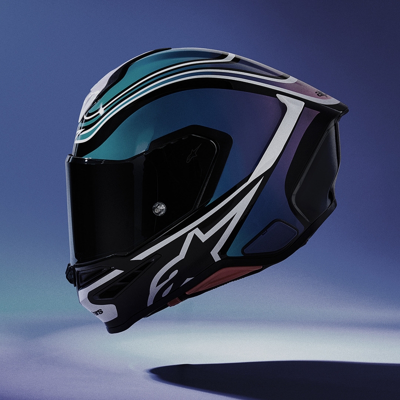Casco integral de moto Alpinestars S-R7 Zeal negro-azul-rosa flúor-blanco