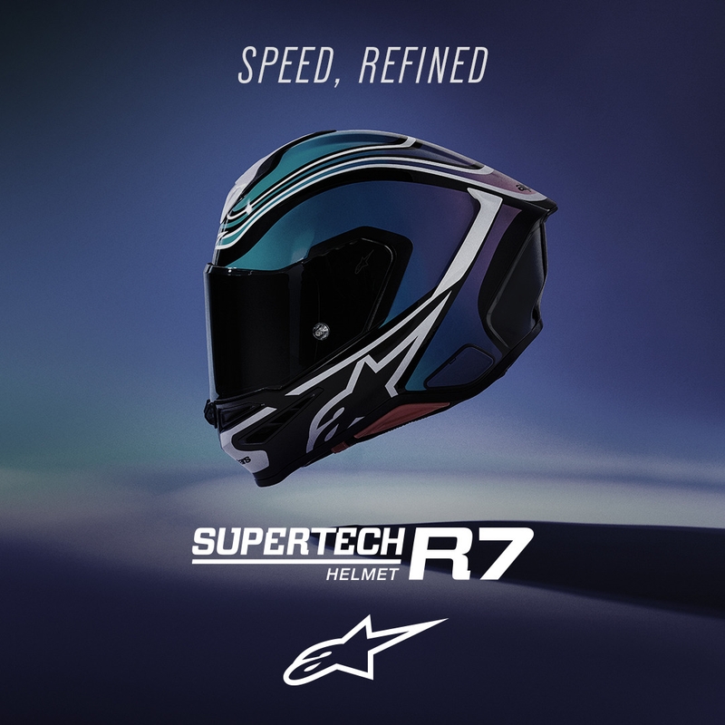 Casco integral de moto Alpinestars S-R7 Zeal negro-azul-rosa flúor-blanco