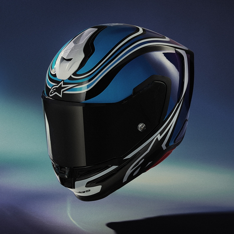 Casco integral de moto Alpinestars S-R7 Zeal negro-azul-rosa flúor-blanco