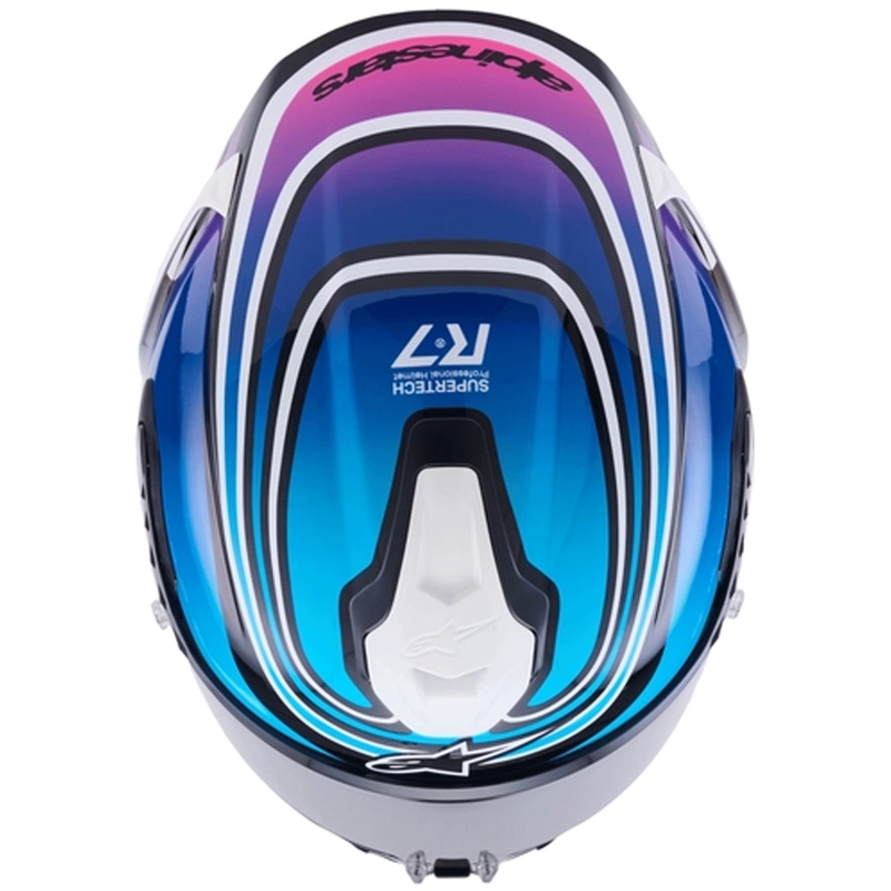 Casco integral de moto Alpinestars S-R7 Zeal negro-azul-rosa flúor-blanco