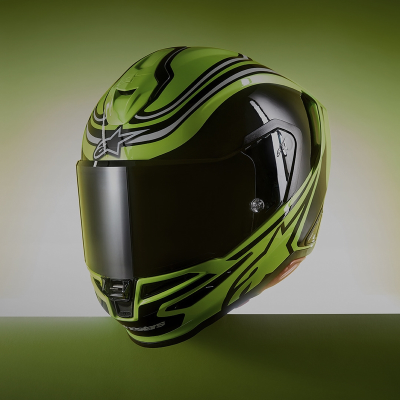Casco integral de moto Alpinestars S-R7 Zeal, color amarillo flúor, negro y blanco.