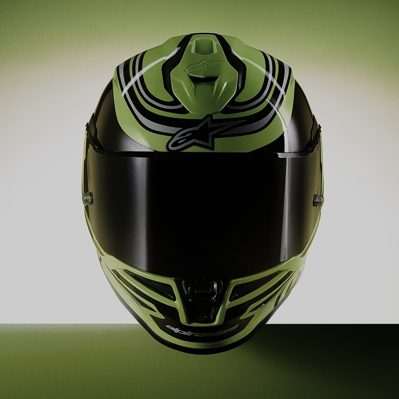 Casco integral de moto Alpinestars S-R7 Zeal, color amarillo flúor, negro y blanco.
