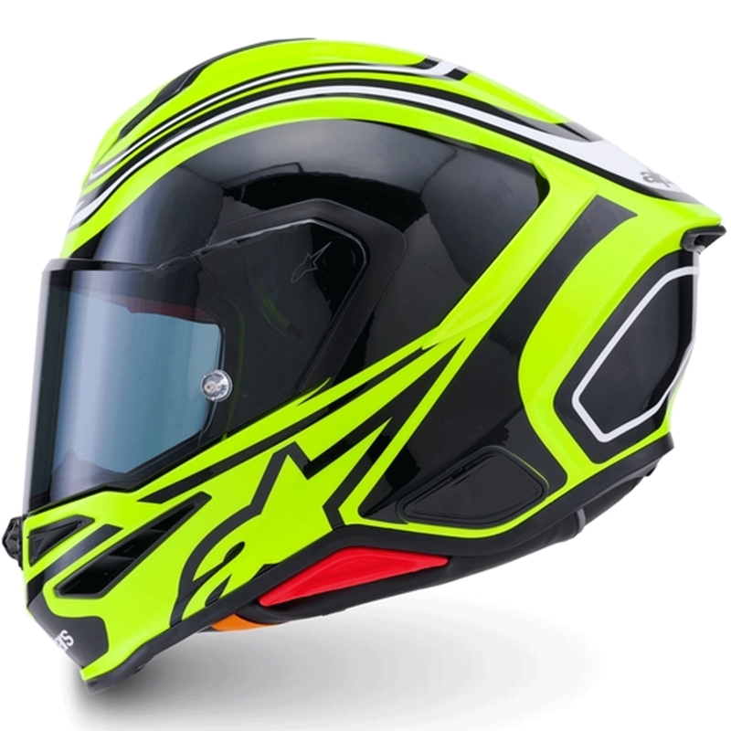 Casco integral de moto Alpinestars S-R7 Zeal, color amarillo flúor, negro y blanco.