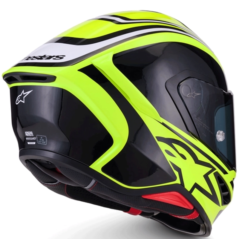 Casco integral de moto Alpinestars S-R7 Zeal, color amarillo flúor, negro y blanco.