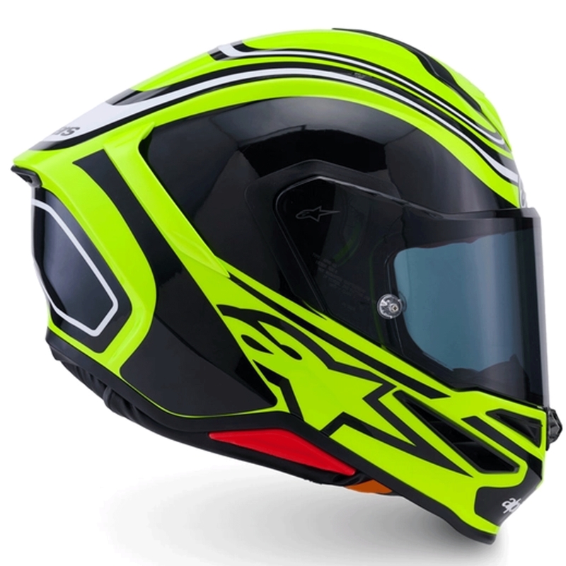 Casco integral de moto Alpinestars S-R7 Zeal, color amarillo flúor, negro y blanco.