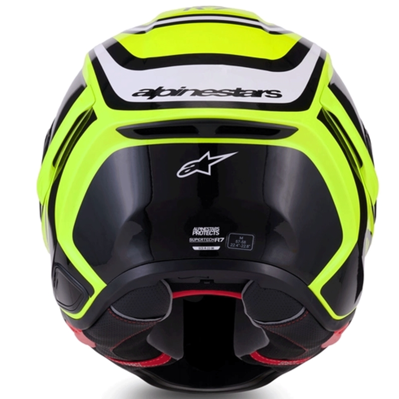 Casco integral de moto Alpinestars S-R7 Zeal, color amarillo flúor, negro y blanco.