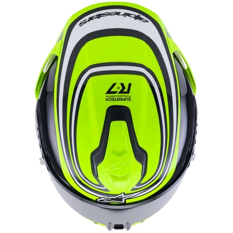 Casco integral de moto Alpinestars S-R7 Zeal, color amarillo flúor, negro y blanco.