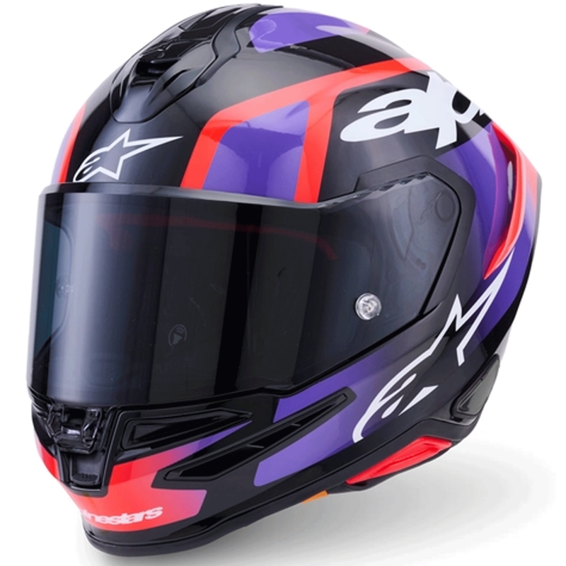 Casco integral de moto Alpinestars S-R7 Lumen negro-morado-rojo flúor-blanco