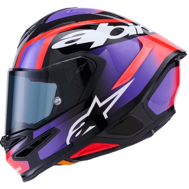 Casco integral de moto Alpinestars S-R7 Lumen negro-morado-rojo flúor-blanco
