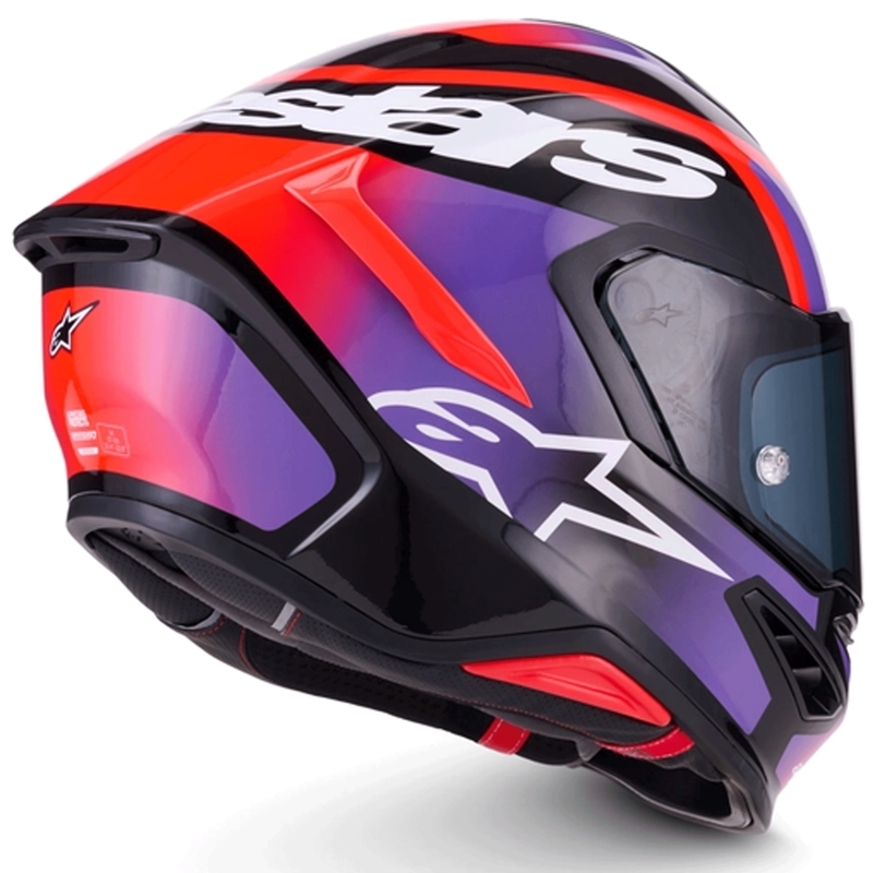 Casco integral de moto Alpinestars S-R7 Lumen negro-morado-rojo flúor-blanco