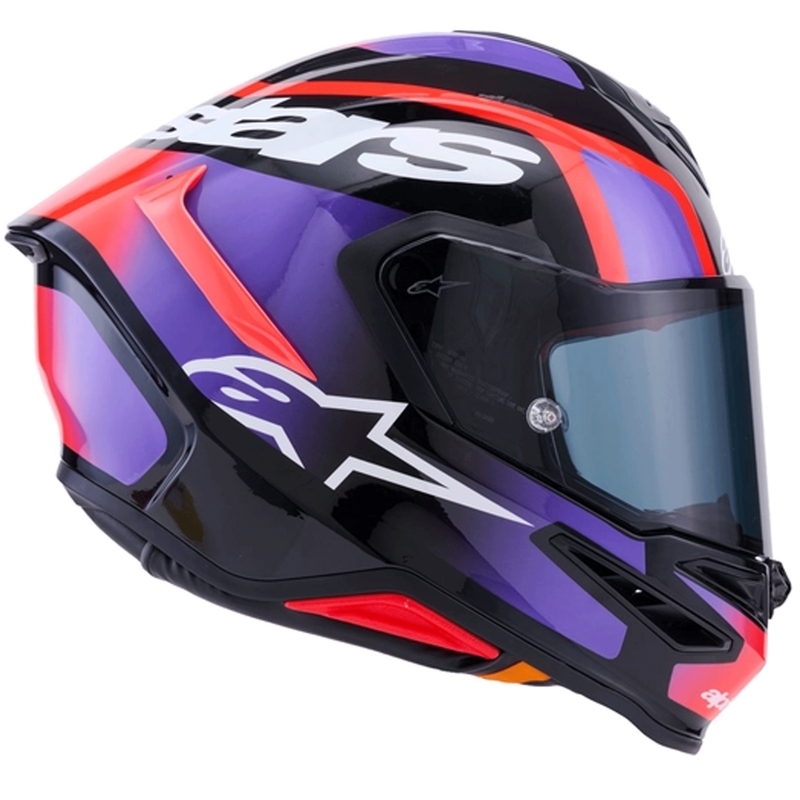 Casco integral de moto Alpinestars S-R7 Lumen negro-morado-rojo flúor-blanco
