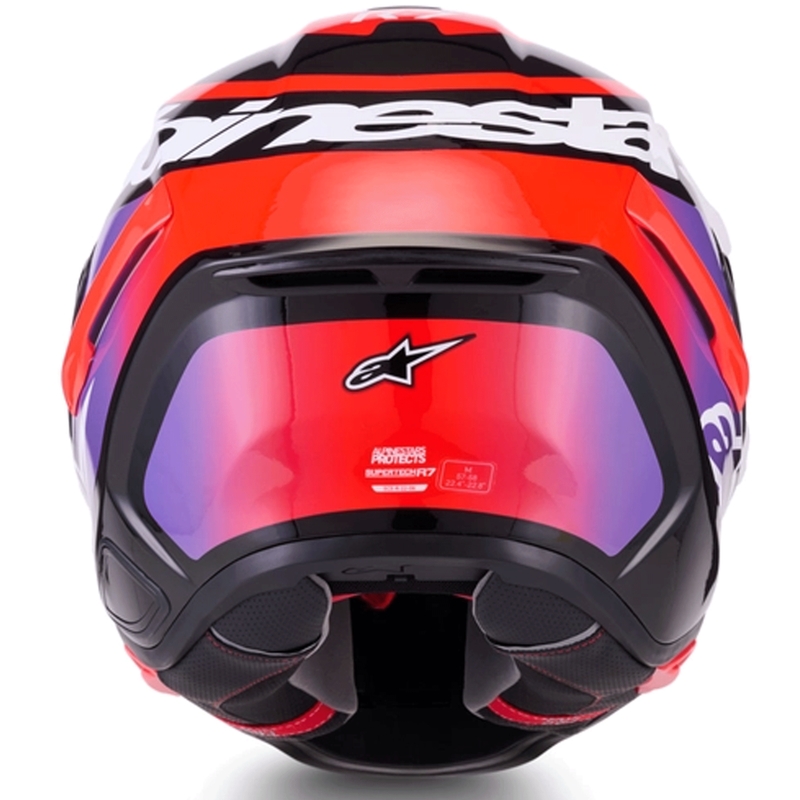 Casco integral de moto Alpinestars S-R7 Lumen negro-morado-rojo flúor-blanco