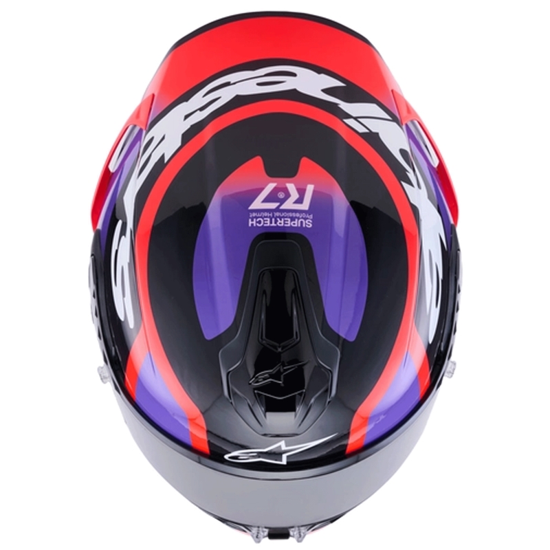 Casco integral de moto Alpinestars S-R7 Lumen negro-morado-rojo flúor-blanco
