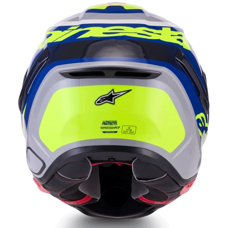 Casco integral de moto Alpinestars S-R7 Lumen, color plata-negro-rosa-amarillo flúor.