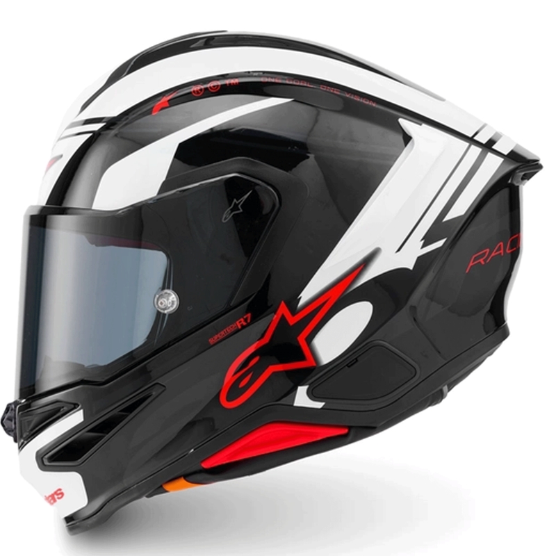 Casco integral de moto Alpinestars S-R7 A-Core negro-blanco-rojo
