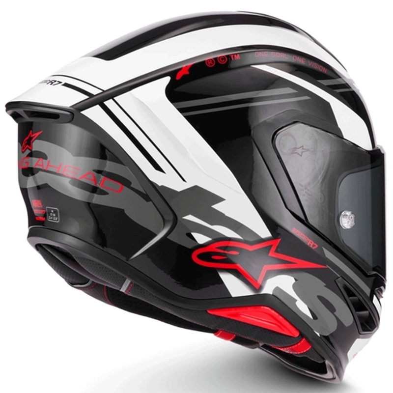 Casco integral de moto Alpinestars S-R7 A-Core negro-blanco-rojo