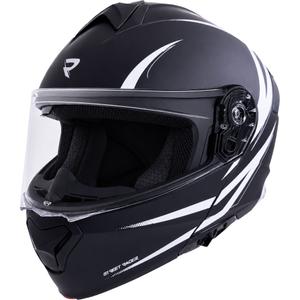 Casco de motocicleta abatible Street Racer Fury negro mate-blanco - muestra