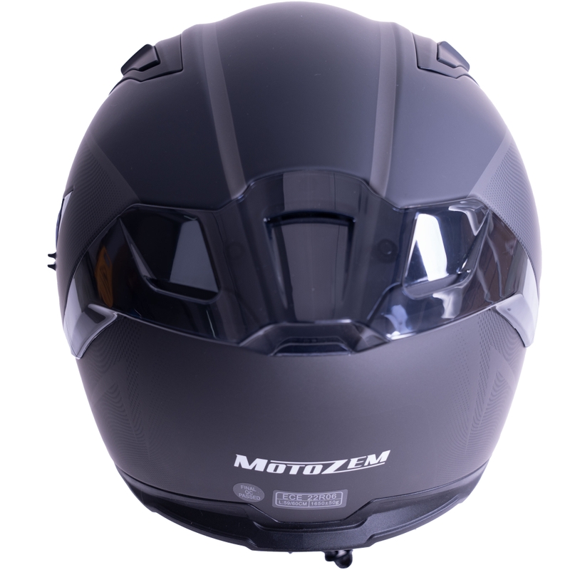 Casco integral para motocicleta MotoZem Guardian, color negro mate - muestra