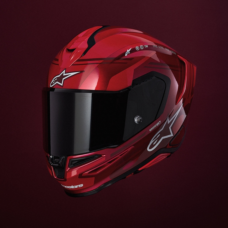 Casco integral de moto Alpinestars S-R7 A-Core rojo-blanco