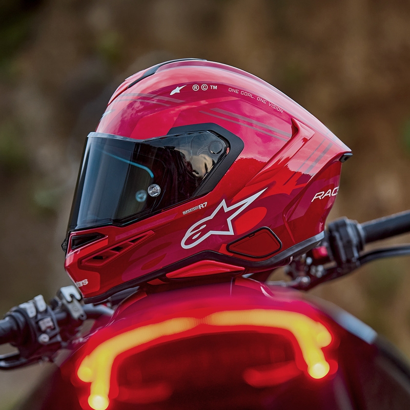 Casco integral de moto Alpinestars S-R7 A-Core rojo-blanco