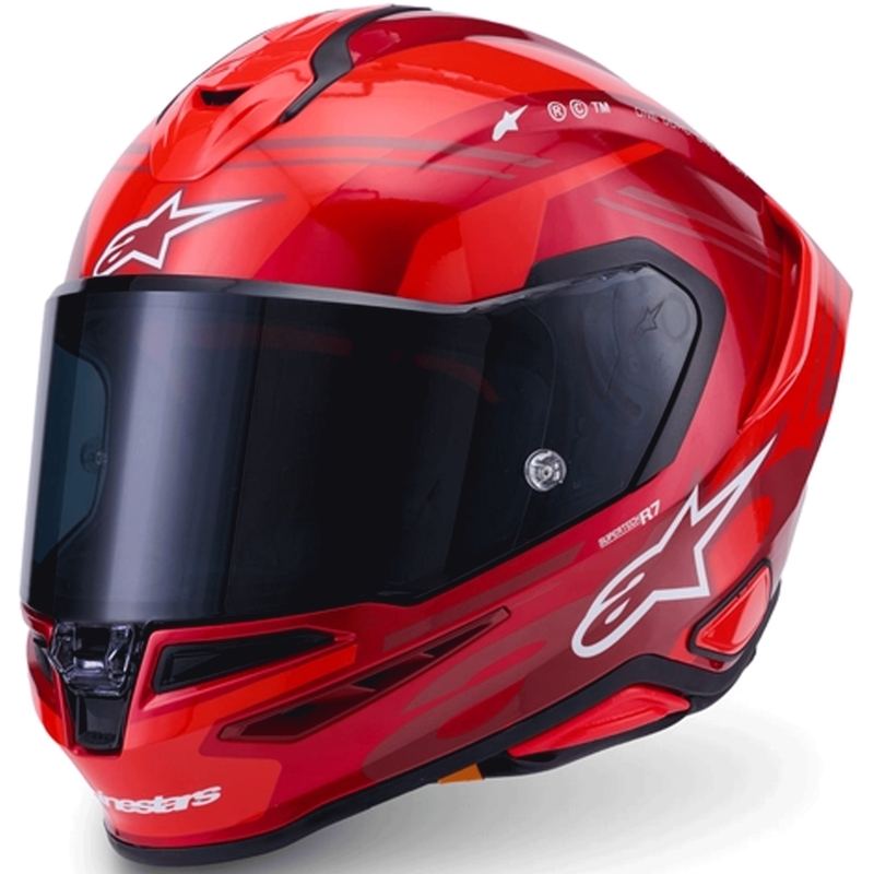 Casco integral de moto Alpinestars S-R7 A-Core rojo-blanco