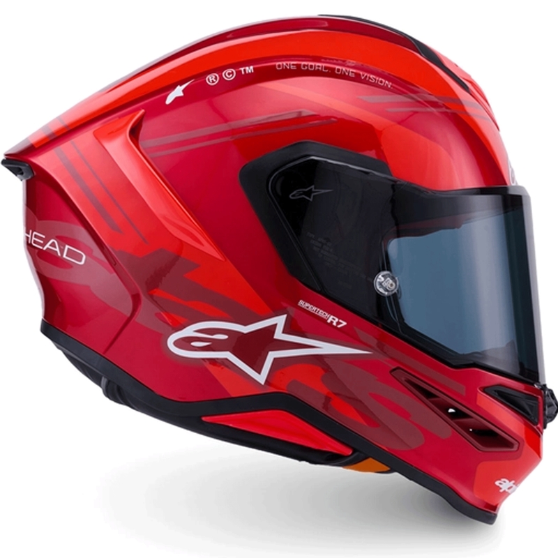 Casco integral de moto Alpinestars S-R7 A-Core rojo-blanco