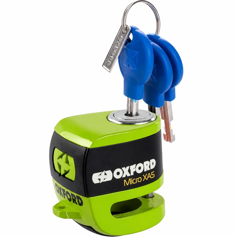 Candado para freno de disco Oxford Micro XA5 - Edición limitada verde