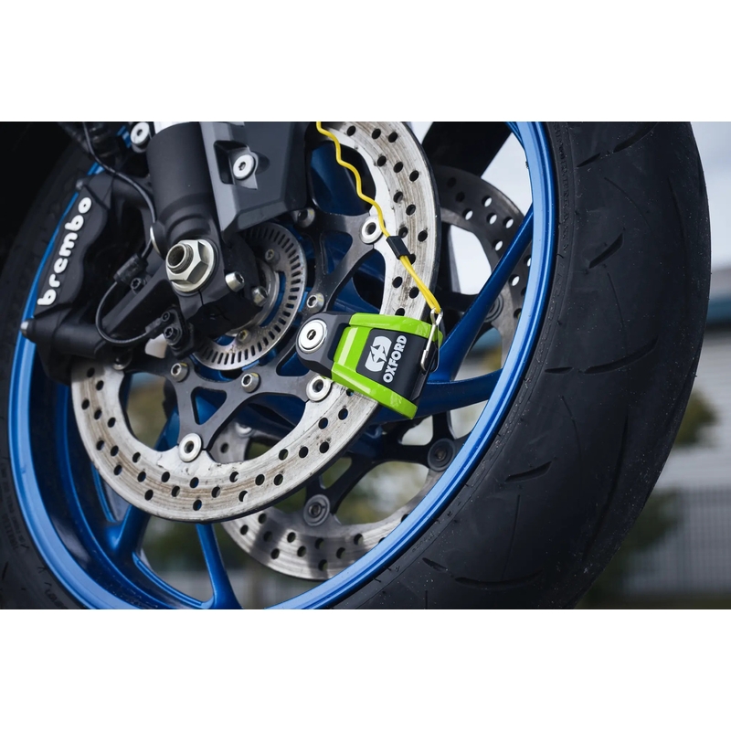 Candado de disco Oxford Quartz Alarm XA10 - Edición limitada verde