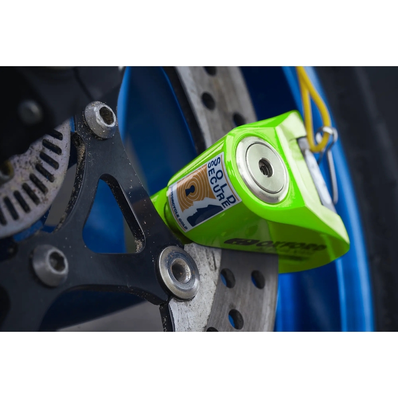 Candado antirrobo para frenos de disco Oxford Alpha Alarm XA14 - Edición limitada verde